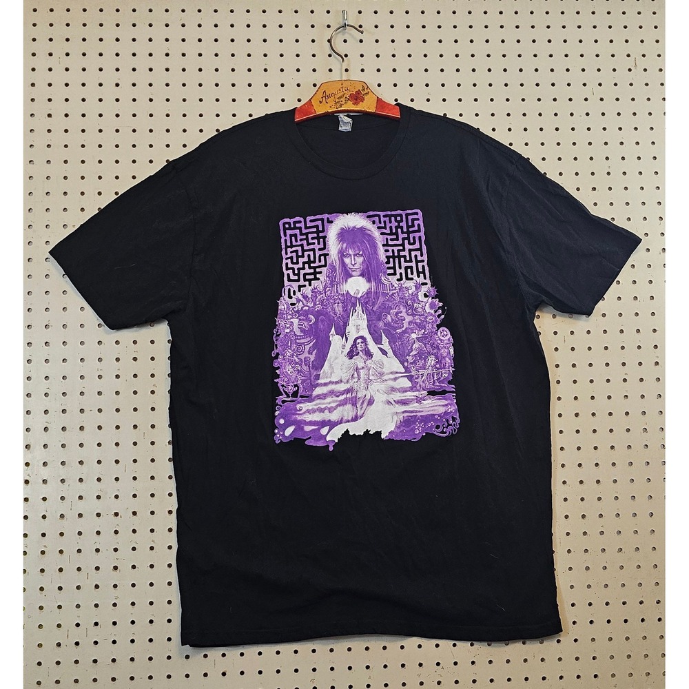 Rock Me Labyrinth Movie Graphic T-Shirt Mens 2XL Black Purple Jareth Sarah Jim H